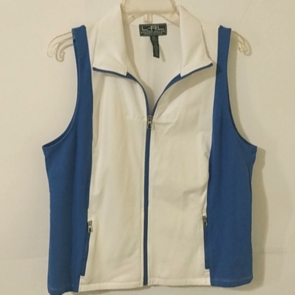 LAUREN RALPH LAUREN ROYAL BLUE WHITE COLOR-BLOCK SLEEVELESS JACKET VEST SIZE XL - Picture 6 of 6